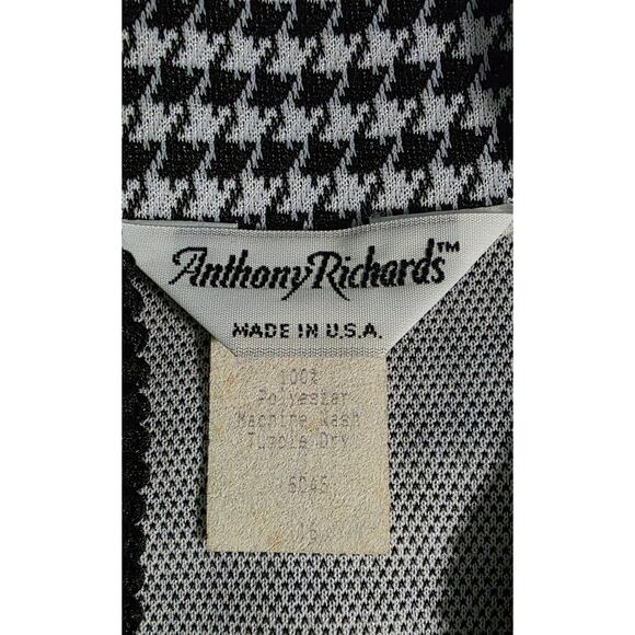 Houndstooth Anthony Richards Black White Vintage Open Blazer size 16 academia - Picture 4 of 6